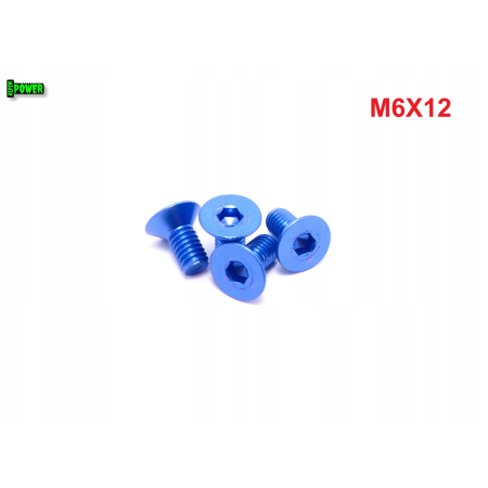 M6x12 śruba aluminiowa stożkowa imbus din 7991 śruba aluminiowa niebieska