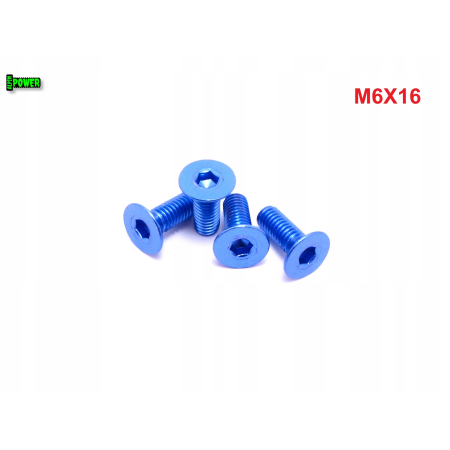 M6x16 śruba aluminiowa stożkowa imbus din 7991 śruba aluminiowa niebieska