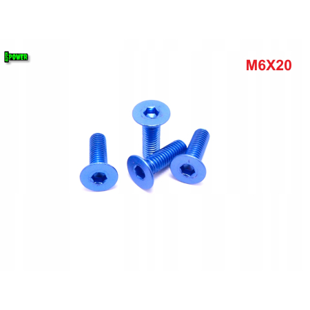 M6x20 śruba aluminiowa stożkowa imbus din 7991 śruba aluminiowa niebieska