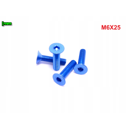 M6x25 śruba aluminiowa stożkowa imbus din 7991 śruba aluminiowa niebieska