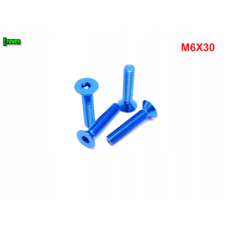 M6x30 śruba aluminiowa stożkowa imbus din 7991 śruba aluminiowa niebieska