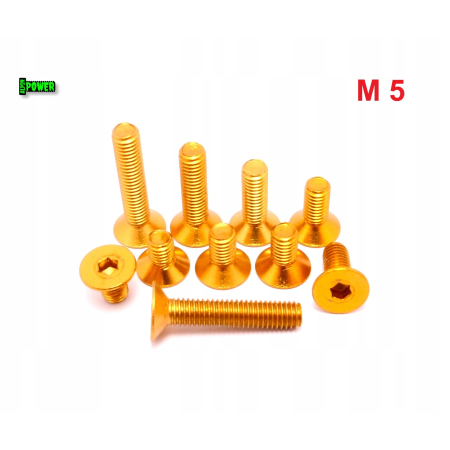 M5x10 śruba aluminiowa stożkowa imbus din 7991 śruba aluminiowa złota