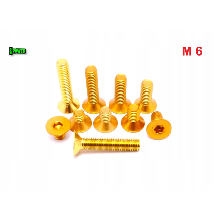 M6x16 śruba aluminiowa stożkowa imbus din 7991 śruba aluminiowa złota