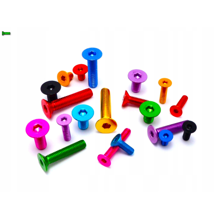 M4x6 śruba aluminiowa stożkowa imbus din 7991 śruba aluminiowa zielona