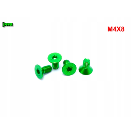 M4x8 śruba aluminiowa stożkowa imbus din 7991 śruba aluminiowa zielona