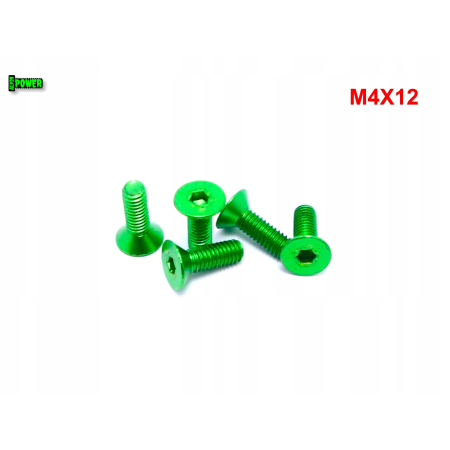 M4x12 śruba aluminiowa stożkowa imbus din 7991 śruba aluminiowa zielona