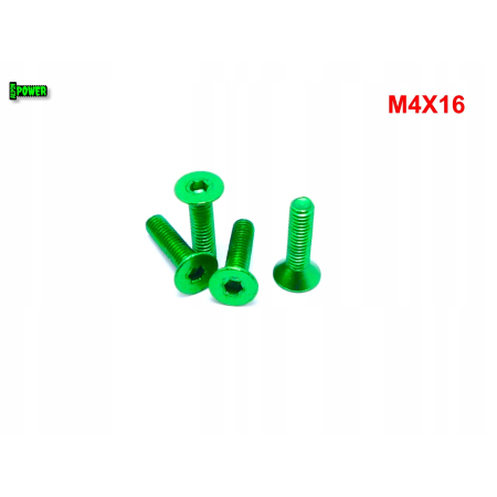 M4x16 śruba aluminiowa stożkowa imbus din 7991 śruba aluminiowa zielona