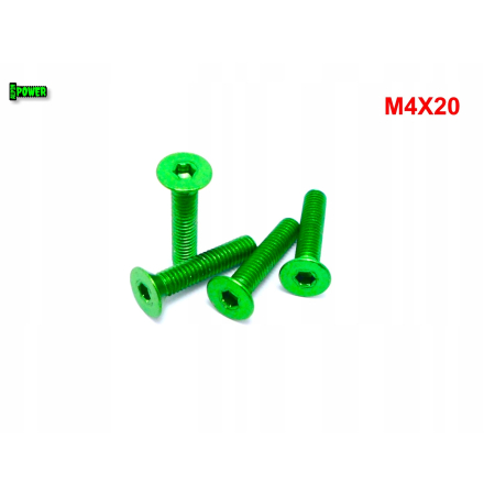 M4x20 śruba aluminiowa stożkowa imbus din 7991 śruba aluminiowa zielona