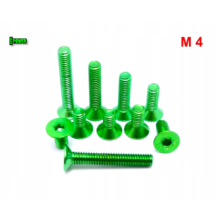 M4x20 śruba aluminiowa stożkowa imbus din 7991 śruba aluminiowa zielona
