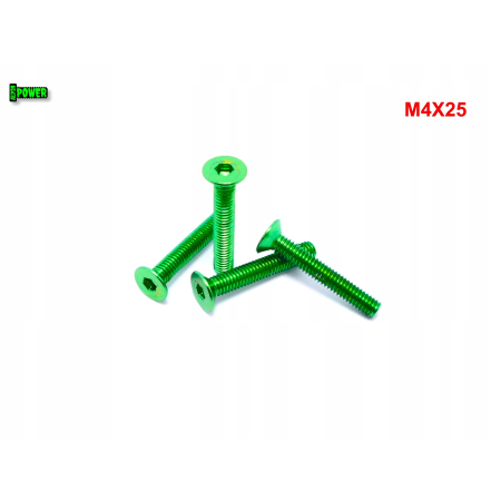 M4x25 śruba aluminiowa stożkowa imbus din 7991 śruba aluminiowa zielona