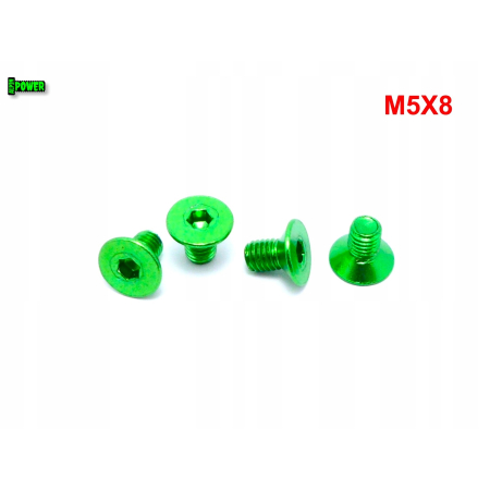 M5x8 śruba aluminiowa stożkowa imbus din 7991 śruba aluminiowa zielona
