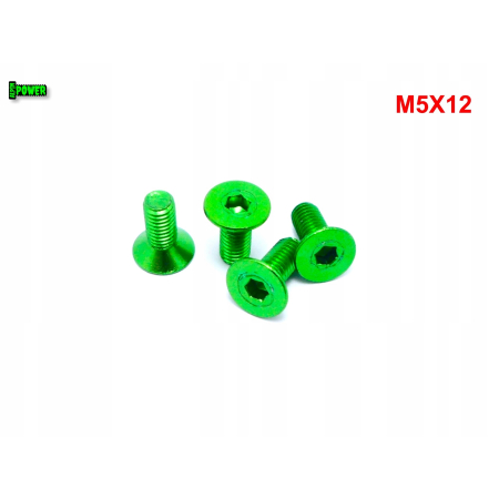 M5x12 śruba aluminiowa stożkowa imbus din 7991 śruba aluminiowa zielona
