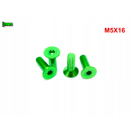 M5x16 śruba aluminiowa stożkowa imbus din 7991 śruba aluminiowa zielona
