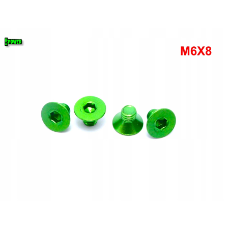 M6x8 śruba aluminiowa stożkowa imbus din 7991 śruba aluminiowa zielona