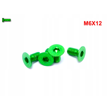 M6x12 śruba aluminiowa stożkowa imbus din 7991 śruba aluminiowa zielona