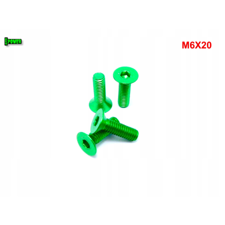 M6x20 śruba aluminiowa stożkowa imbus din 7991 śruba aluminiowa zielona