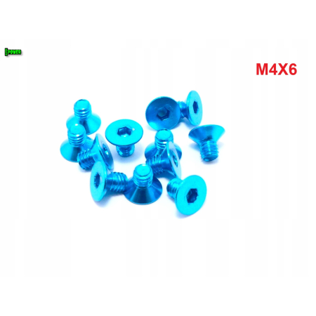 M4x6 śruba aluminiowa stożkowa imbus din 7991 śruba aluminiowa błękitna