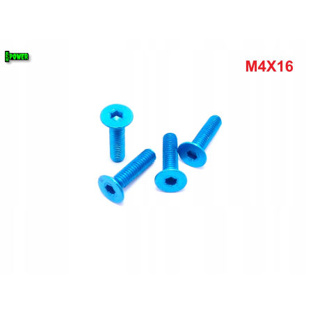 M4x16 śruba aluminiowa stożkowa imbus din 7991 śruba aluminiowa błękitna