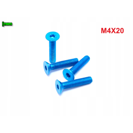 M4x20 śruba aluminiowa stożkowa imbus din 7991 śruba aluminiowa błękitna