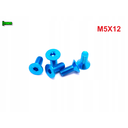 M5x12 śruba aluminiowa stożkowa imbus din 7991 śruba aluminiowa błękitna