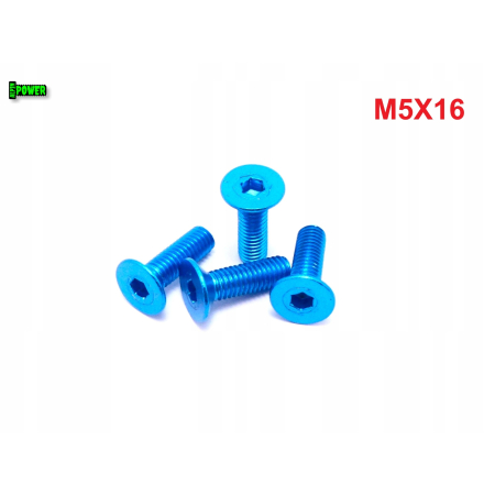 M5x16 śruba aluminiowa stożkowa imbus din 7991 śruba aluminiowa błękitna