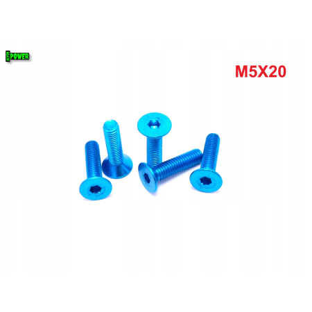 M5x20 śruba aluminiowa stożkowa imbus din 7991 śruba aluminiowa błękitna