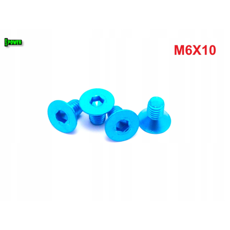 M6x10 śruba aluminiowa stożkowa imbus din 7991 śruba aluminiowa błękitna