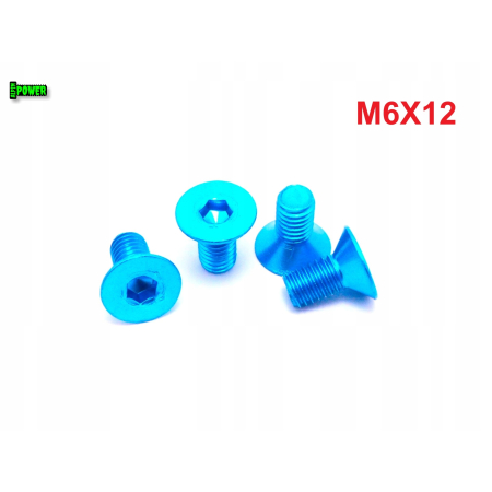M6x12 śruba aluminiowa stożkowa imbus din 7991 śruba aluminiowa błękitna