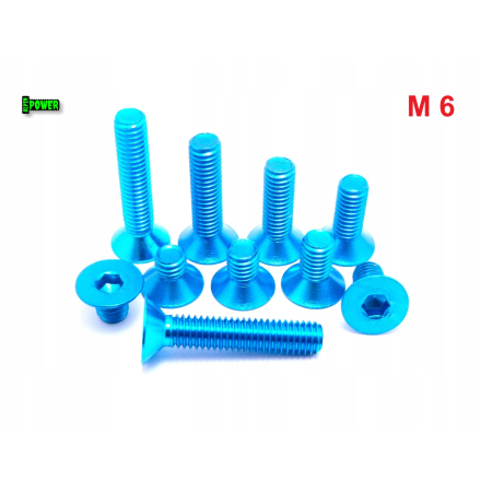 M6x12 śruba aluminiowa stożkowa imbus din 7991 śruba aluminiowa błękitna