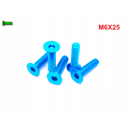 M6x25 śruba aluminiowa stożkowa imbus din 7991 śruba aluminiowa błękitna