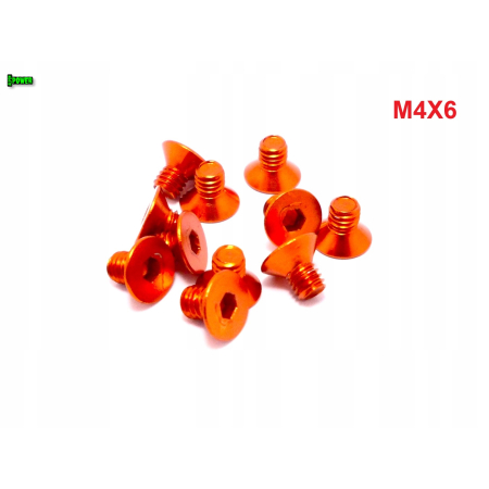 M4x6 śruba aluminiowa stożkowa imbus din 7991 śruba aluminiowa pomarańczowa