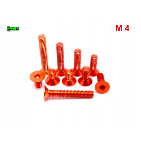 M4x8 śruba aluminiowa stożkowa imbus din 7991 śruba aluminiowa pomarańczowa