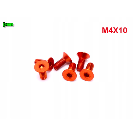 M4x10 śruba aluminiowa stożkowa imbus din7991 śruba aluminiowa pomarańczowa