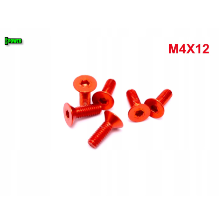 M4x12 śruba aluminiowa stożkowa imbus din7991 śruba aluminiowa pomarańczowa