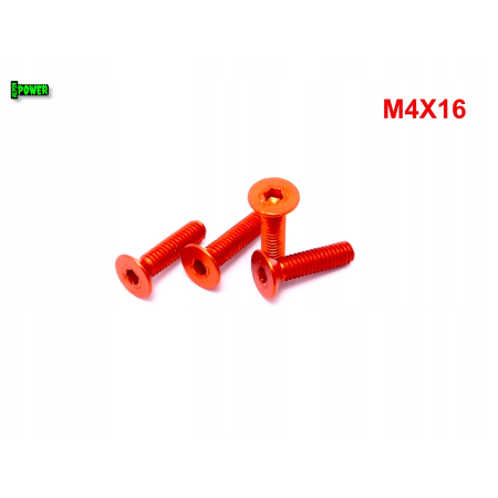 M4x16 śruba aluminiowa stożkowa imbus din7991 śruba aluminiowa pomarańczowa