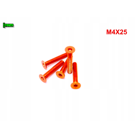 M4x25 śruba aluminiowa stożkowa imbus din7991 śruba aluminiowa pomarańczowa