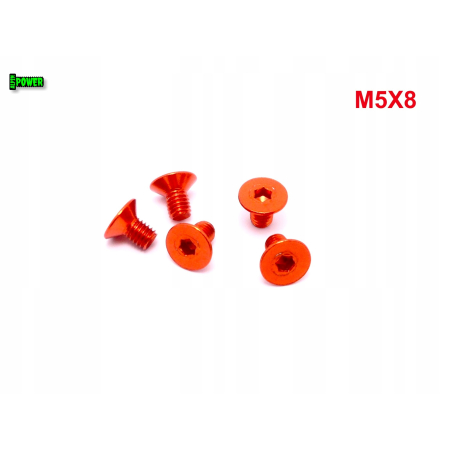 M5x8 śruba aluminiowa stożkowa imbus din 7991 śruba aluminiowa pomarańczowa