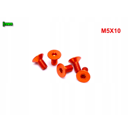 M5x10 śruba aluminiowa stożkowa imbus din7991 śruba aluminiowa pomarańczowa