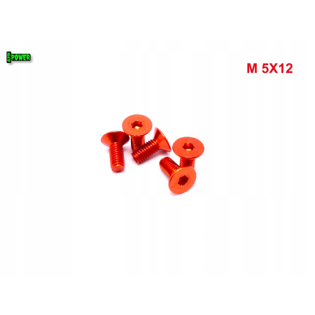 M5x12 śruba aluminiowa stożkowa imbus din7991 śruba aluminiowa pomarańczowa