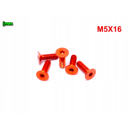 M5x16 śruba aluminiowa stożkowa imbus din7991 śruba aluminiowa pomarańczowa