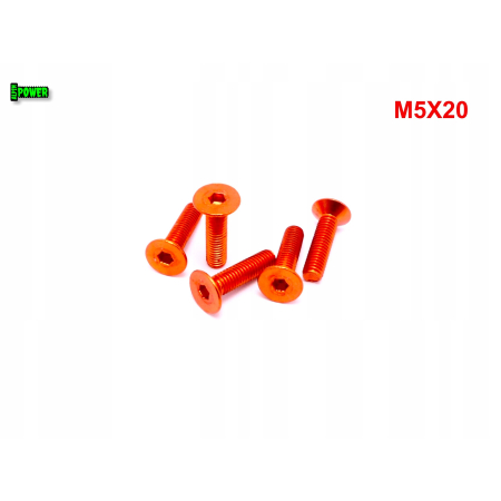 M5x20 śruba aluminiowa stożkowa imbus din7991 śruba aluminiowa pomarańczowa