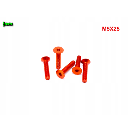 M5x25 śruba aluminiowa stożkowa imbus din7991 śruba aluminiowa pomarańczowa