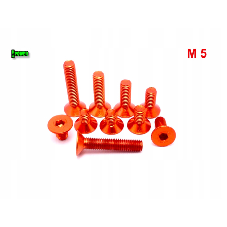 M5x25 śruba aluminiowa stożkowa imbus din7991 śruba aluminiowa pomarańczowa