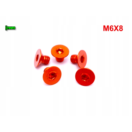 M6x8 śruba aluminiowa stożkowa imbus din 7991 śruba aluminiowa pomarańczowa