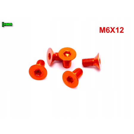M6x12 śruba aluminiowa stożkowa imbus din7991 śruba aluminiowa pomarańczowa