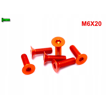 M6x20 śruba aluminiowa stożkowa imbus din7991 śruba aluminiowa pomarańczowa