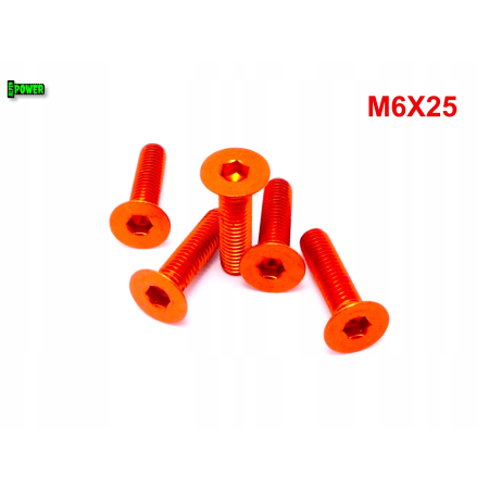 M6x25 śruba aluminiowa stożkowa imbus din7991 śruba aluminiowa pomarańczowa