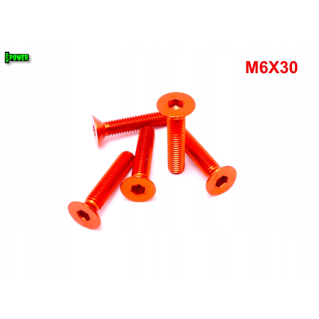 M6x30 śruba aluminiowa stożkowa imbus din7991 śruba aluminiowa pomarańczowa