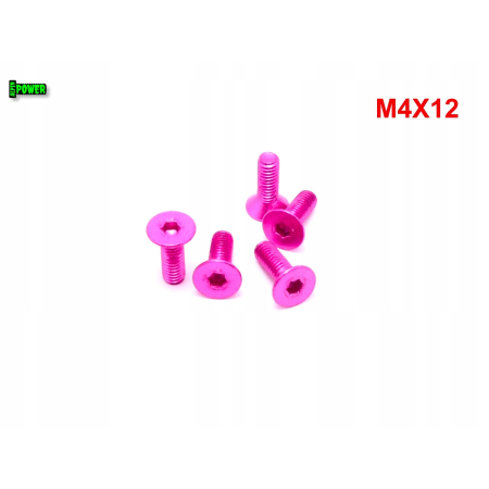 M4x12 śruba aluminiowa stożkowa imbus din 7991 śruba aluminiowa różowa