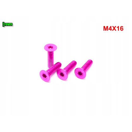 M4x16 śruba aluminiowa stożkowa imbus din 7991 śruba aluminiowa różowa
